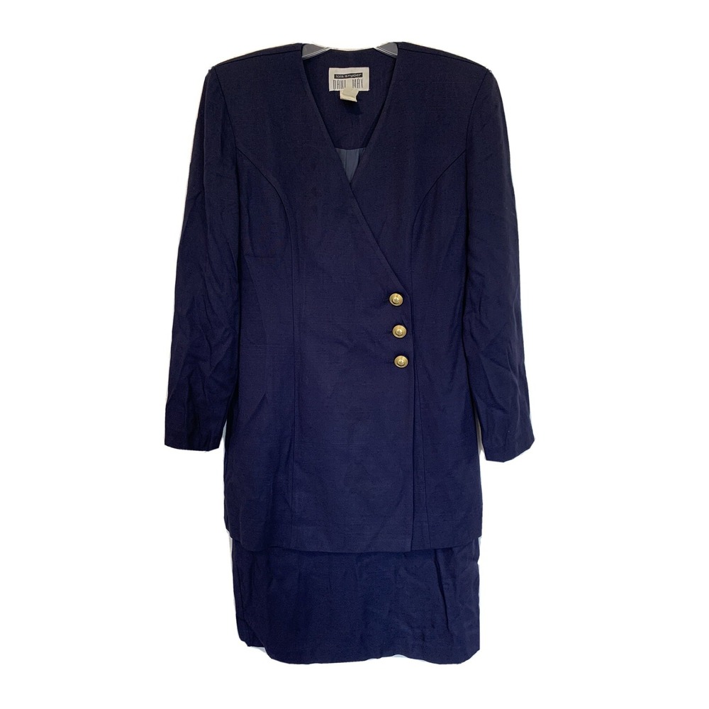 Vintage Lois Snyder Dani Max Blue Button Front Dress Size 4 Secretary Geek